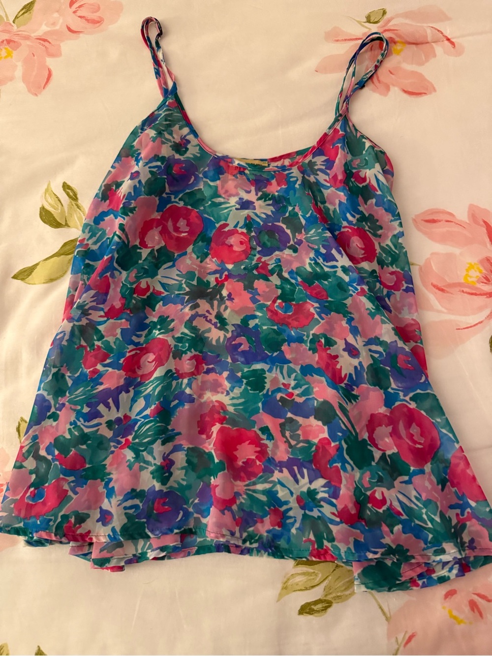 Show Me Your Mumu Floral Watercolor Cami in Pink, Blue & Green